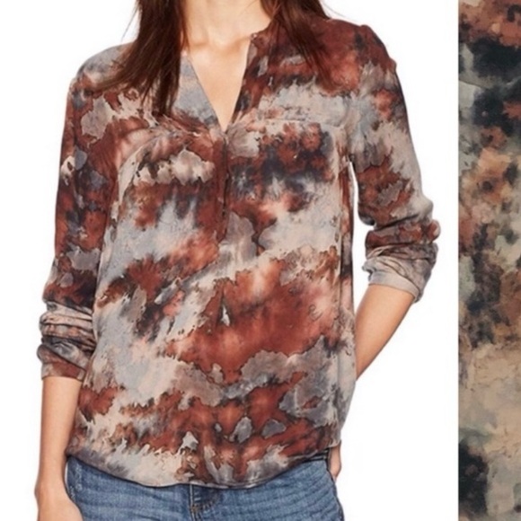 Young Fabulous & Broke Tops - Young Fabulous & Broke Hayes Multicolor Tie Dyed Henley Long Sleeve Blouse - M